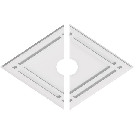 Ekena Millwork Diamond Architectural Grade PVC Ceiling Medallion, 24"W x 16"H x 3"ID x 8 1/2"C x 1"P, Two-Piece CMP24X16DD2-03000